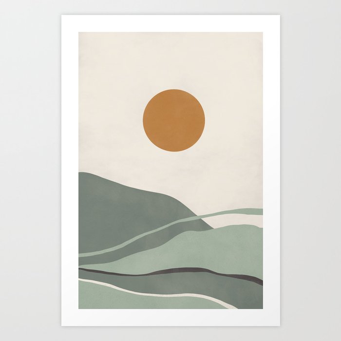 Minimalist Abstract Landscape and Sunset Art Print