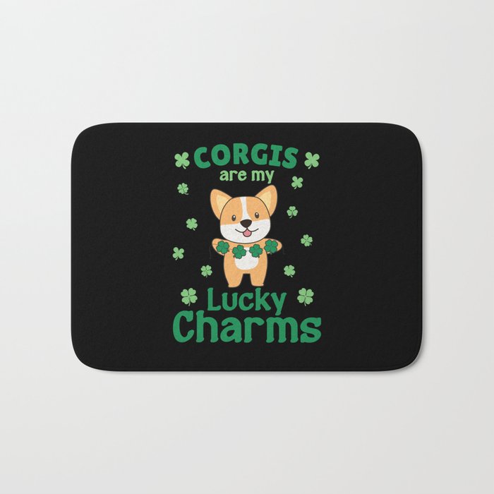 Corgis Are My Lucky Charms St Patrick's Day Bath Mat