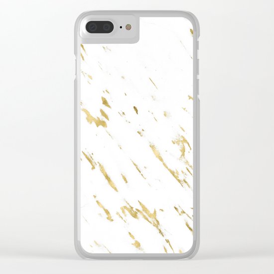 Gold White Marble - Trendy Yellow Gold Marble Clear iPhone Case