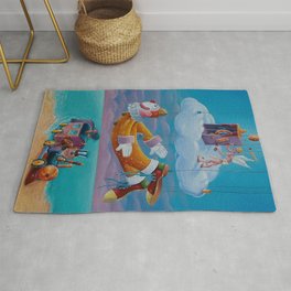The angel the clown and the machinist-Surrealism,Fantasy Rug
