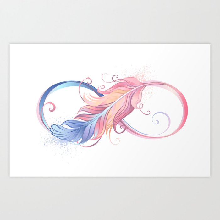 Infinity Symbol with Pink Feather Art Print