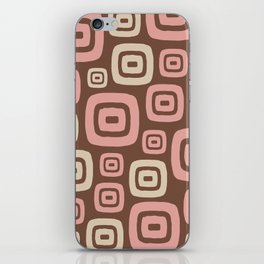 Retro Mid Century Modern Abstract Pattern 428 Brown Pink and Beige iPhone Skin