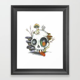 Mushroom Skull with Snail Framed Art Print