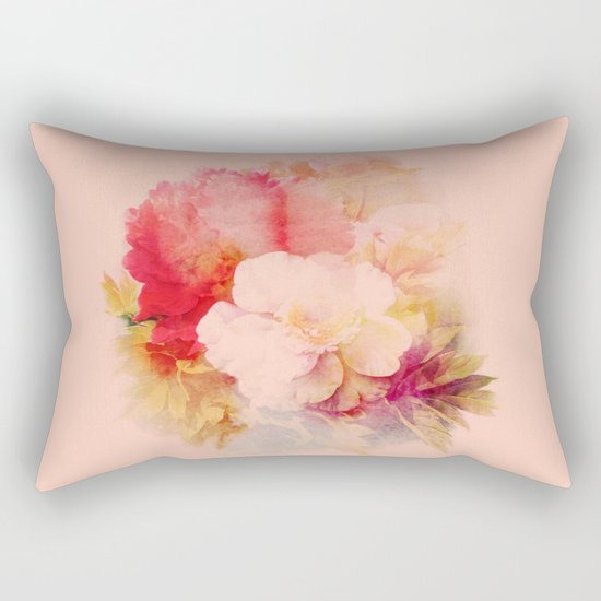 flowers on salmon background Rectangular Pillow