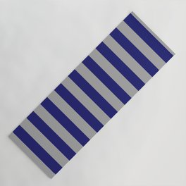 [ Thumbnail: Dark Gray & Midnight Blue Colored Lines Pattern Yoga Mat ]