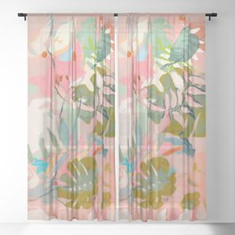 tropical home jungle abstract Sheer Curtain