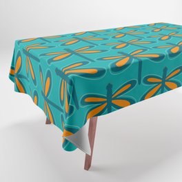 Dragonfly Pattern Orange Teal Aqua Turquoise Tablecloth