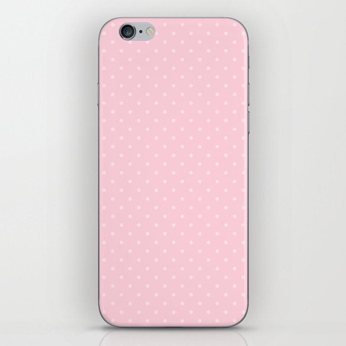 Light Soft Pastel Pink Mini Polka Dot Hearts iPhone Skin