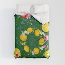 Lemon wreath,majolica Sicilian style art Duvet Cover