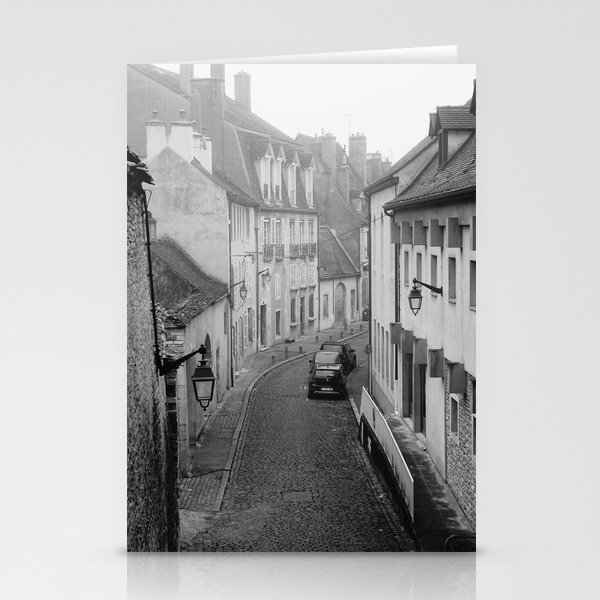 Foggy street in Beaune, France Stationery Cards