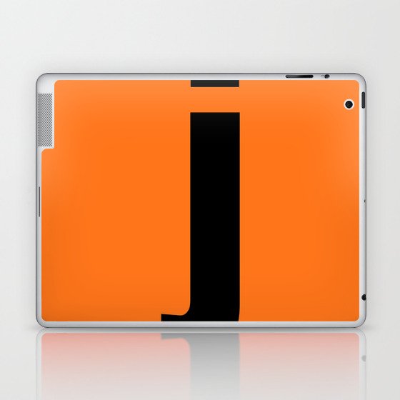 letter J (Black & Orange) Laptop & iPad Skin