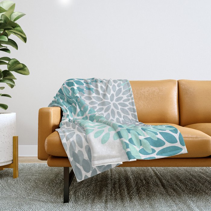 Turquoise and gray shop throw blanket