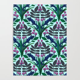 Blue spotted salamander pattern in sea green Poster