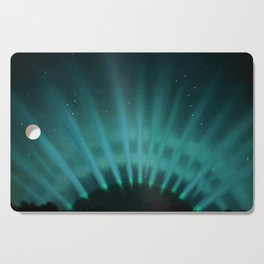 Vintage Aurora Borealis northern lights poster in blue Cutting Board