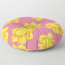 daffodil pattern watercolor Floor Pillow