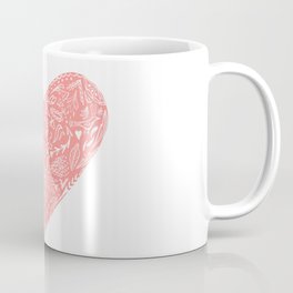  Coral heart with modern folk style ornament  Coffee Mug