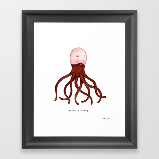Beard Octopus Framed Art Print