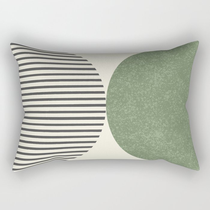 Semicircle Stripes - Green Rectangular Pillow