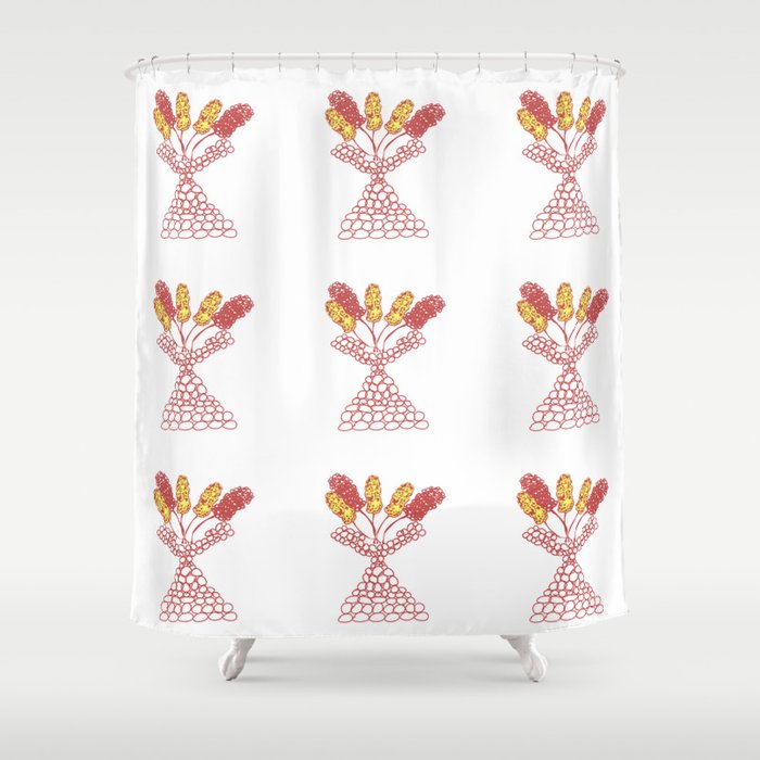 Minimalist red flowers in vase Shower Curtain