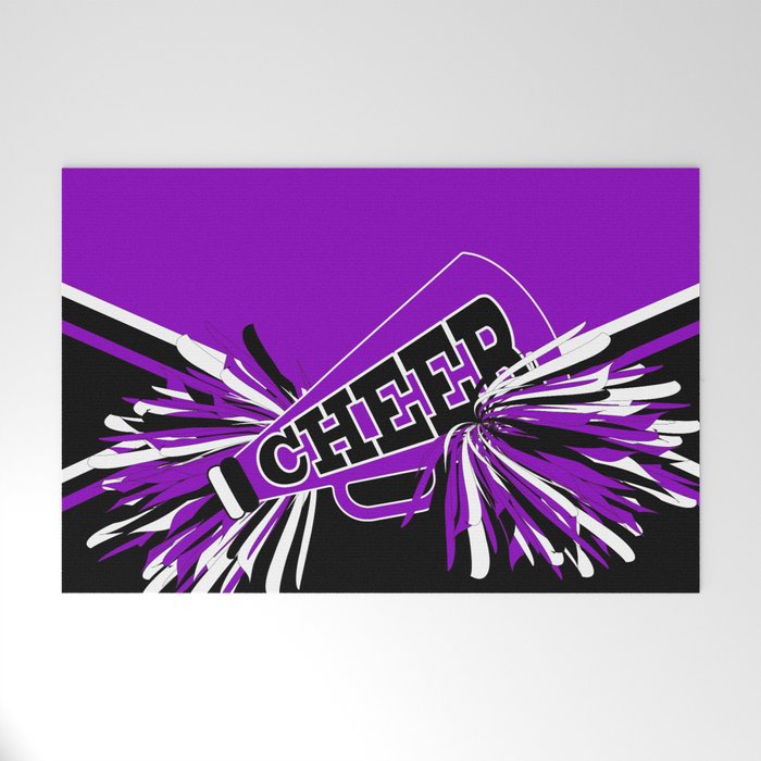 Purple, Black and White Cheerleader Design Welcome Mat