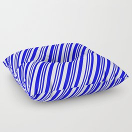 [ Thumbnail: Blue & White Colored Striped/Lined Pattern Floor Pillow ]