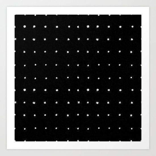 Dot Grid White on Black Art Print