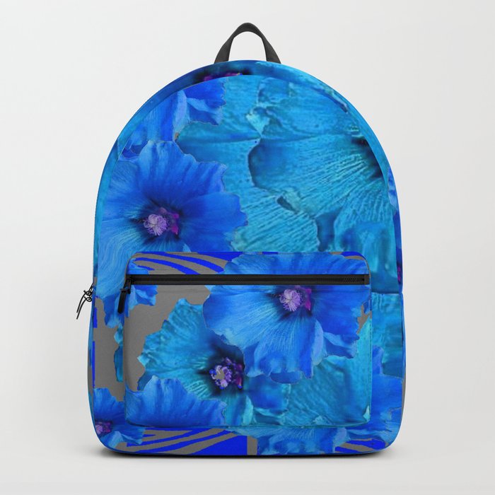 CERALIAN BLUE HOLLYHOCKS ART DECO ABSTRACT Backpack