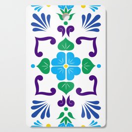 Cyan 1, Framed Talavera Flower Cutting Board
