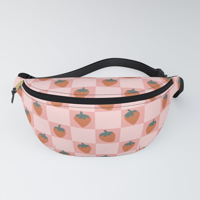 Strawberry Checks Retro Checkered Strawberries Pattern Fanny Pack