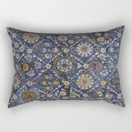 Persian Blue Abstract Floral Rectangular Pillow