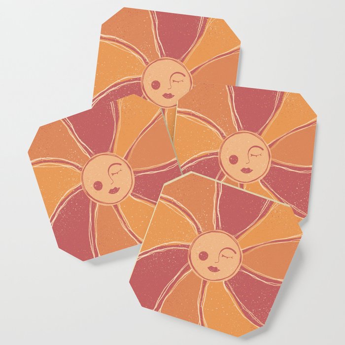 Retro Orange Mystic Sun Coaster