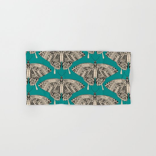 swallowtail butterfly teal black Hand & Bath Towel