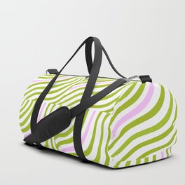 Green and Pastel Pink Stripe Shells Duffle Bag