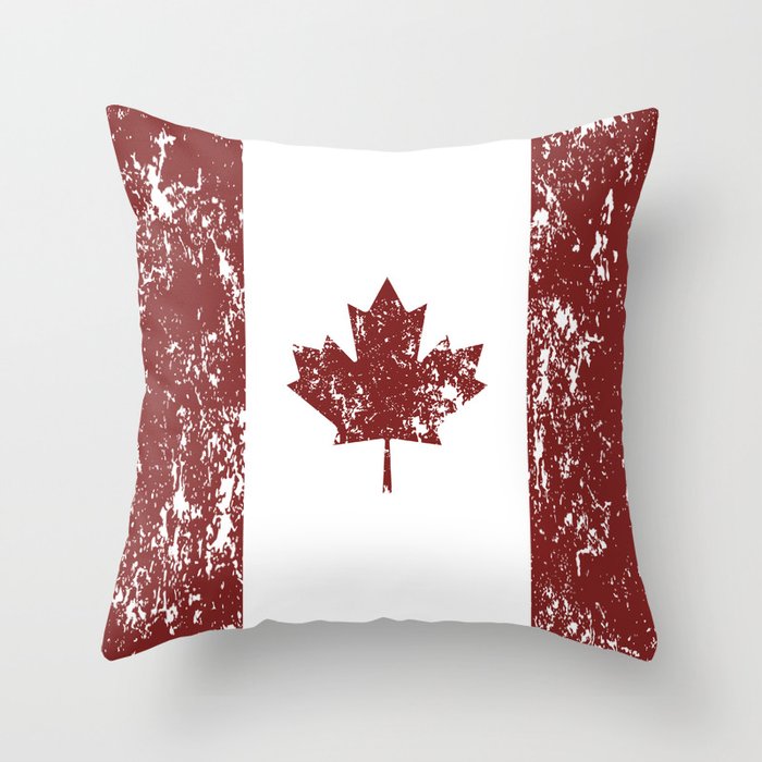 Old scratched Canadian flag Throw Pillow