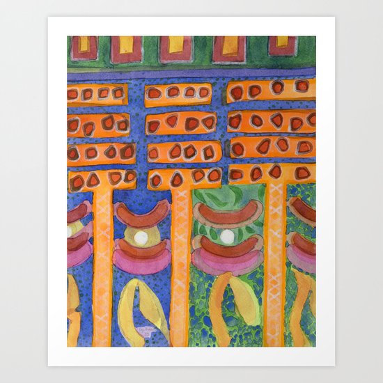 Orange Posts in Mysterious Night Light Art Print