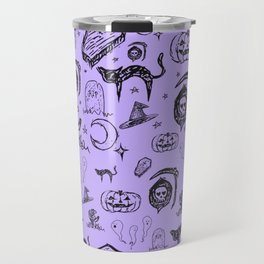 Halloween Doodles in Light Purple Travel Mug