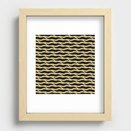 Tiger Wild Animal Print Pattern 329 Black Gold Recessed Framed Print