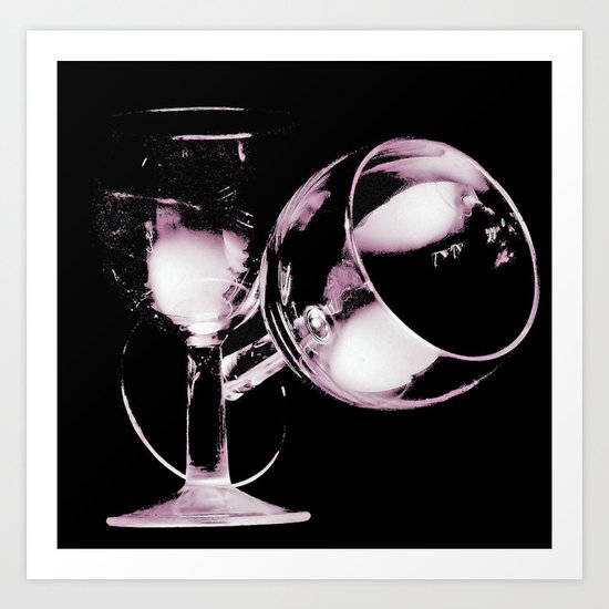 Two wine glasses on black Art Print