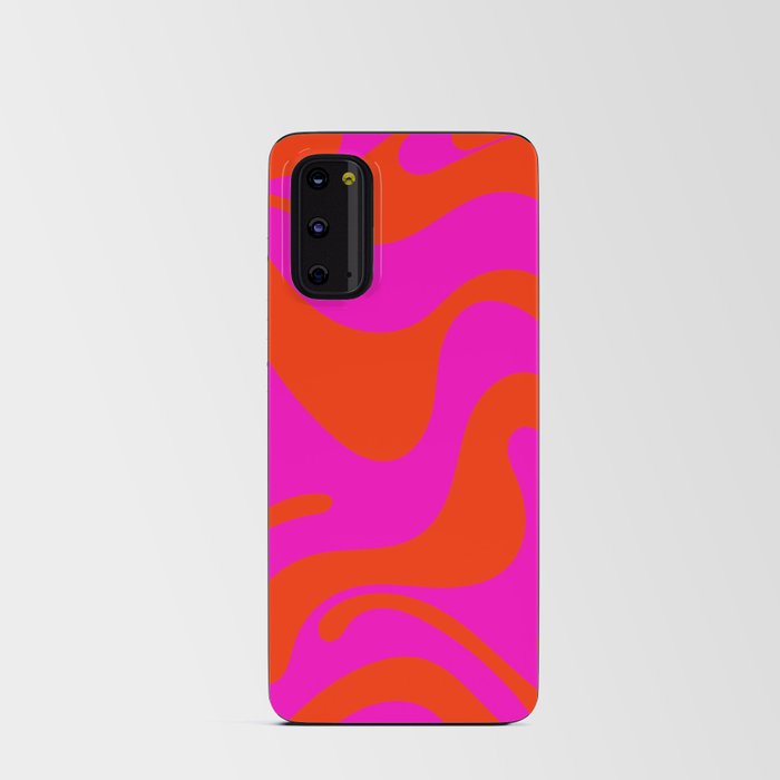 Lava Lamp - 70s Colorful Abstract Minimal Modern Wavy Art Design Pattern in Pink and Red Android Card Case