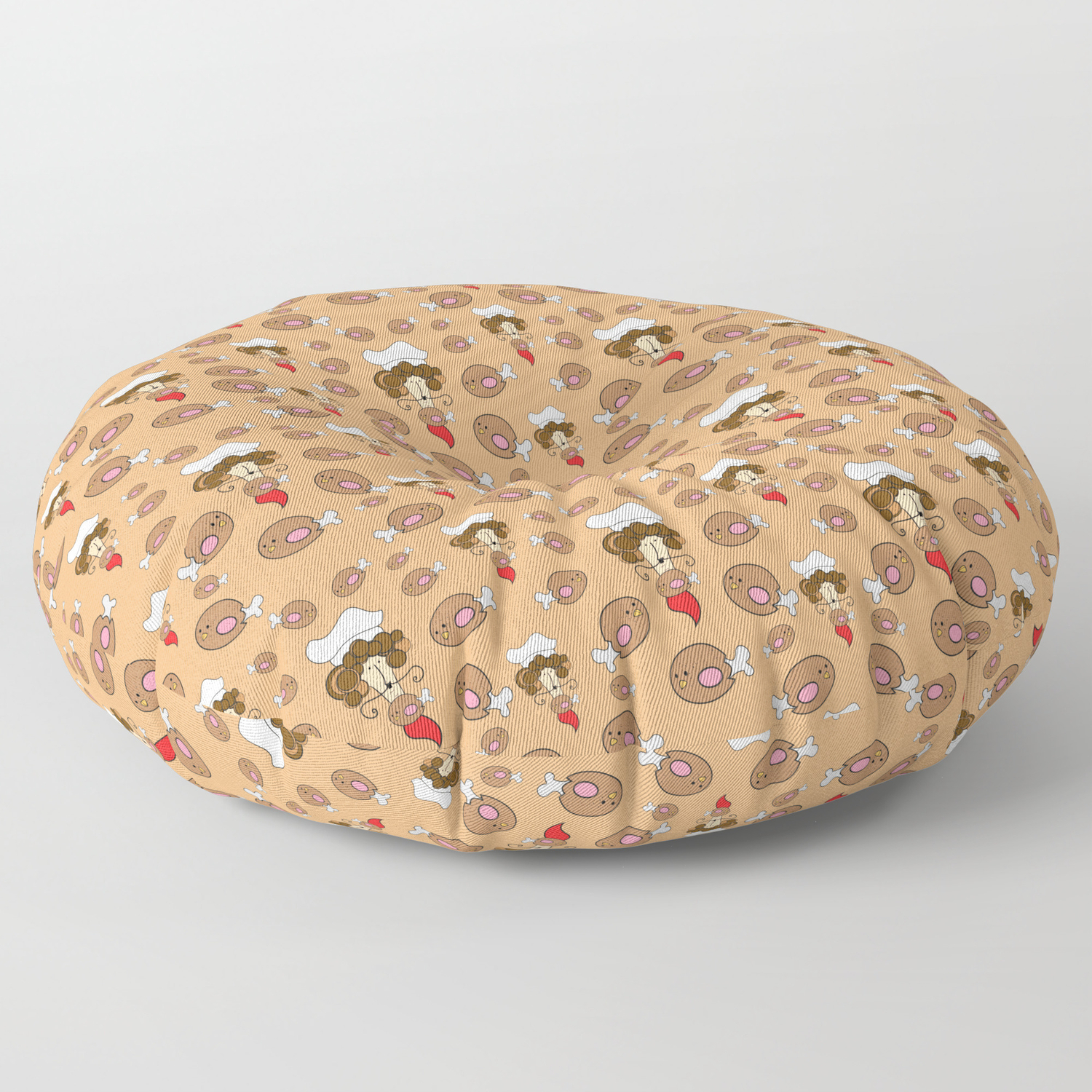 Chef With Fried Chicken Thigh Tie Floor Pillow By Negin Mf92