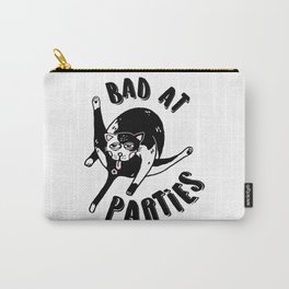 BAD AT PARTIES Carry-All Pouch | Nogood, Funnycat, Badatparties, Partygoer, Bad, Loner, Catitude, Drawing, Leavemealone, Digital 