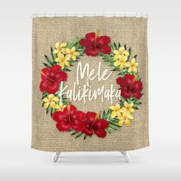 Tropical Paradise Hawaiian Holiday Wreath Shower Curtain