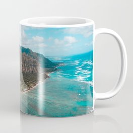 Coastal Honolulu, Hawaii turquise ocean aerial view tropical coast landscape color photograph / photography Mug