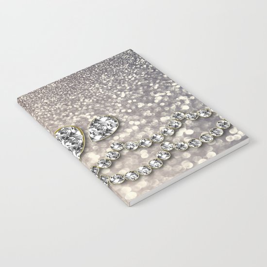 Diamonds and sparkles I- Silver elegant glitter design Notebook
