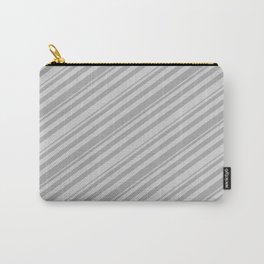 [ Thumbnail: Light Gray and Dark Gray Colored Lines Pattern Carry-All Pouch ]