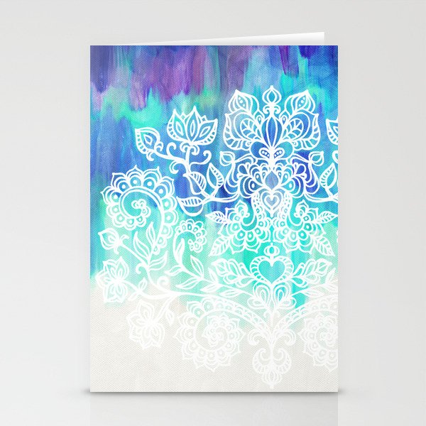 Indigo & Aqua Abstract - doodle painting Stationery Cards