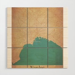 Naples vintage map Wood Wall Art