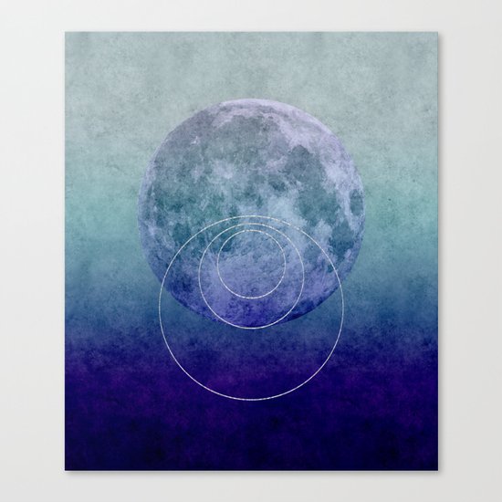 Blue Moon geometric circle mixed media Canvas Print