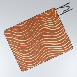 Rust Line Art Picnic Blanket