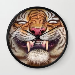 Smiling Tiger Wall Clock | Happy, Grin, Face, Painting, Tooth, Drawing, Art, Expression, Tiger, Laugh 